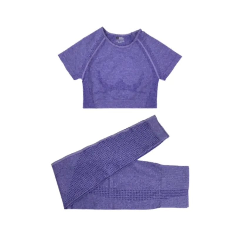 Women's Yoga Fitness Set, Long Sleeve Crop Top and High Waist Leggings