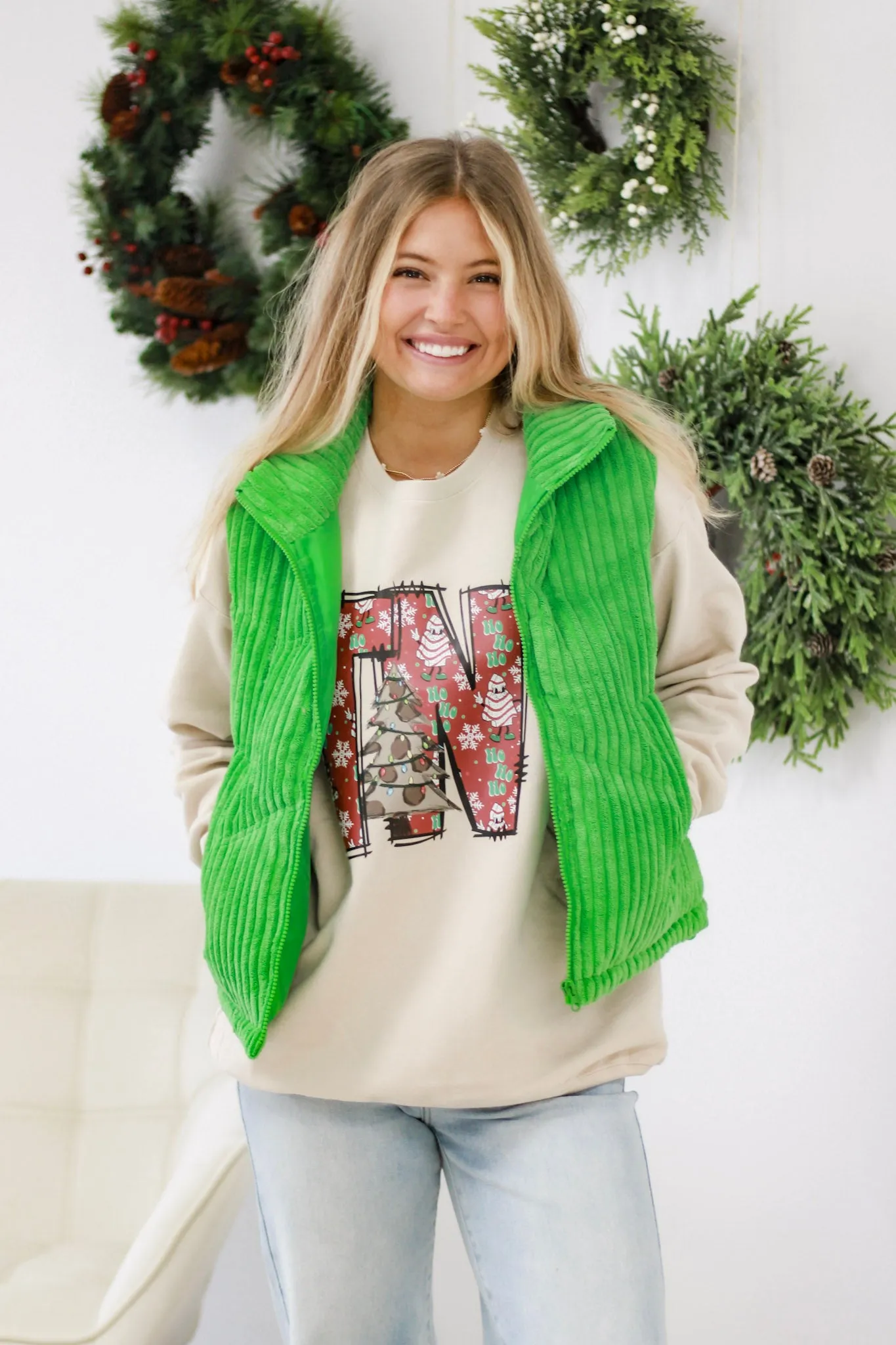 Wonderful Time of the Year Vest in Green