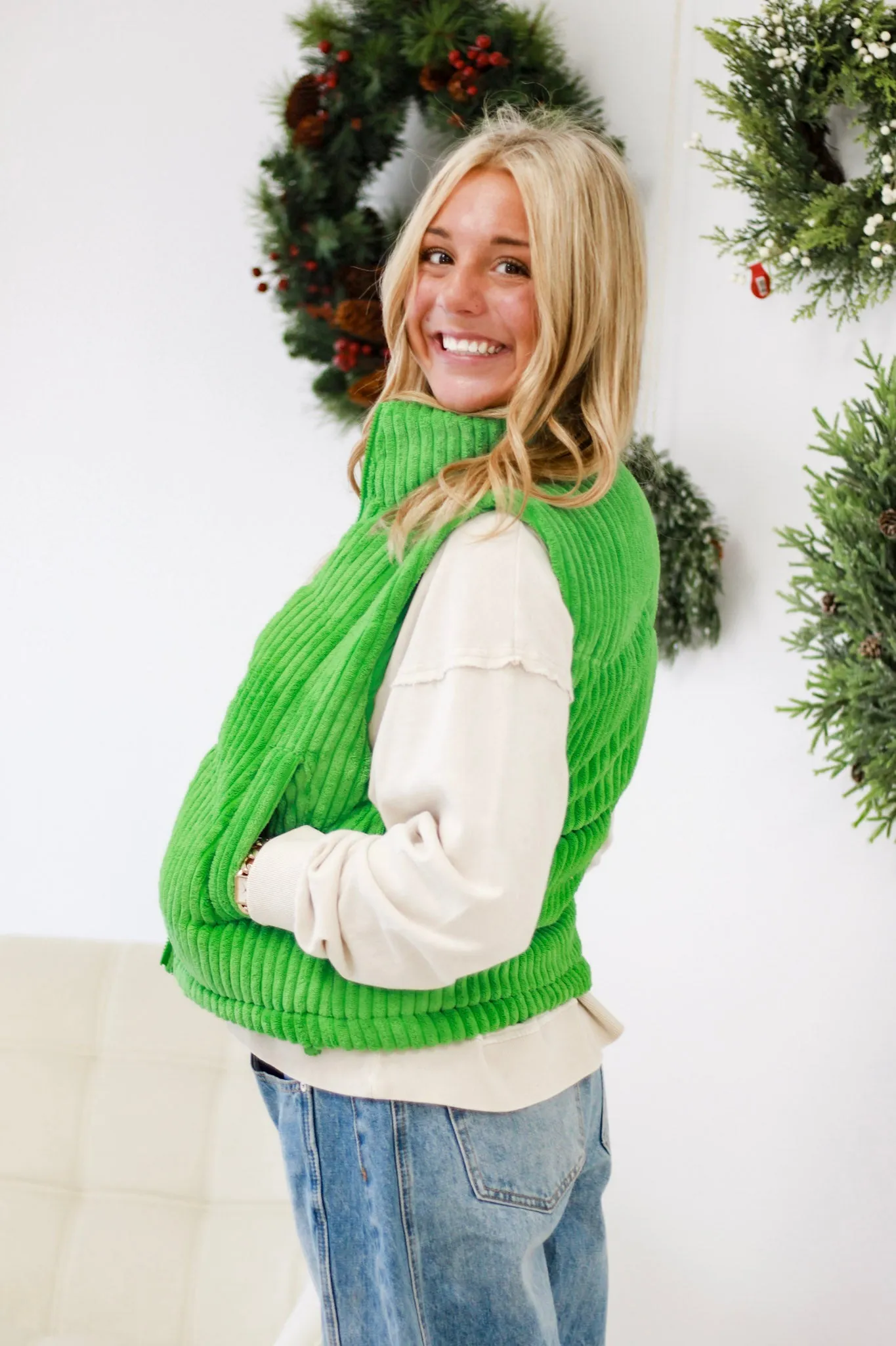 Wonderful Time of the Year Vest in Green