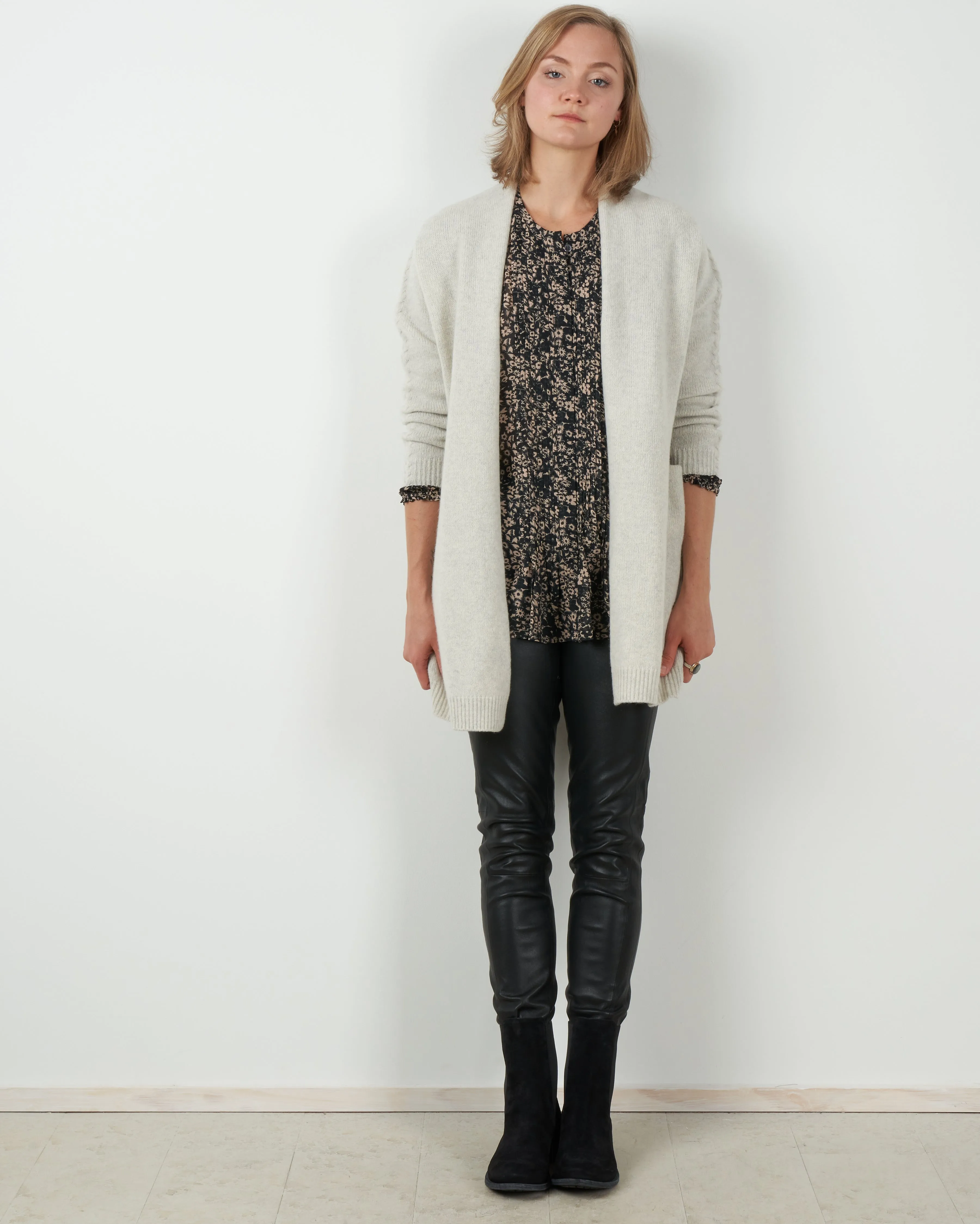 wool camel robe - light grey