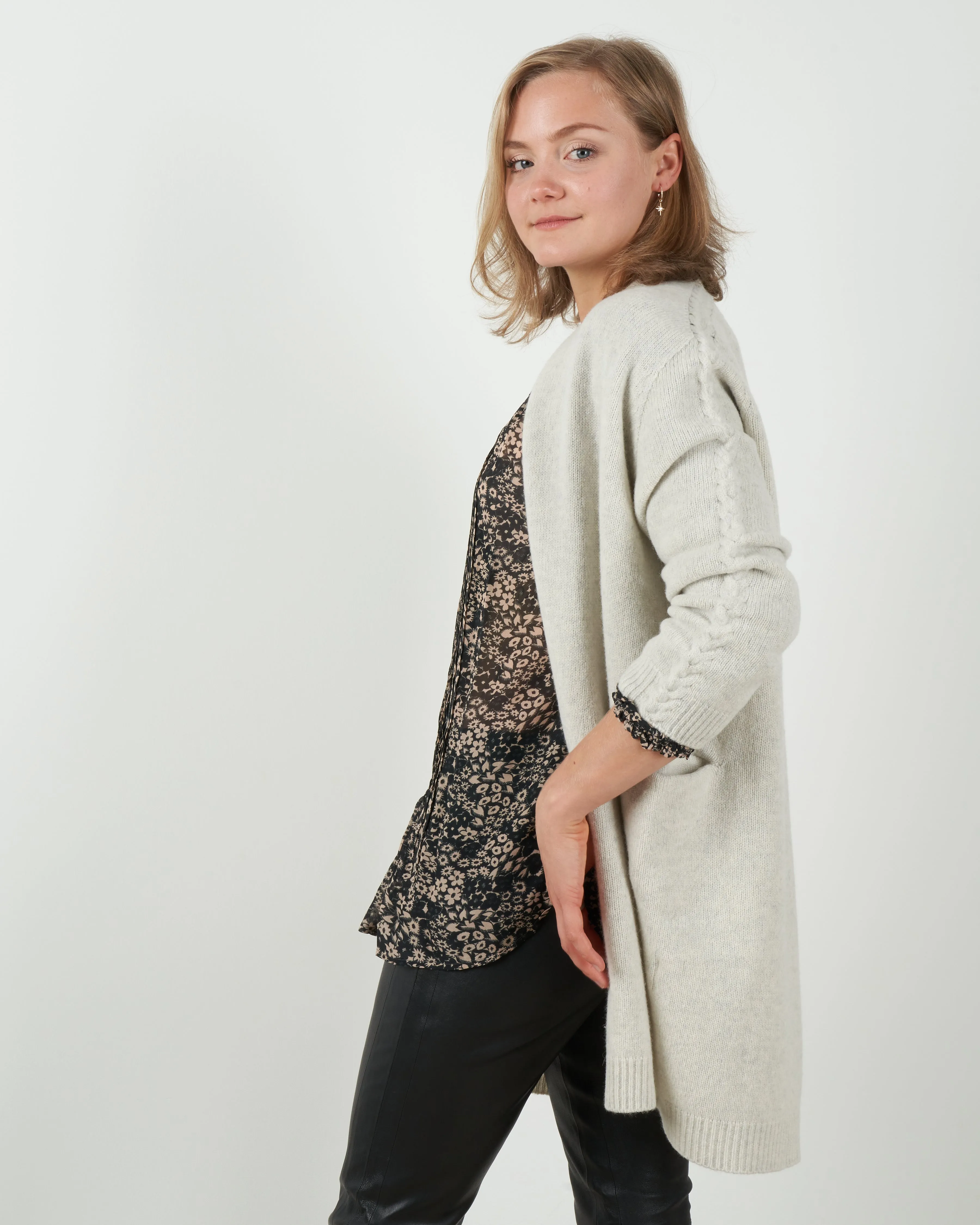 wool camel robe - light grey