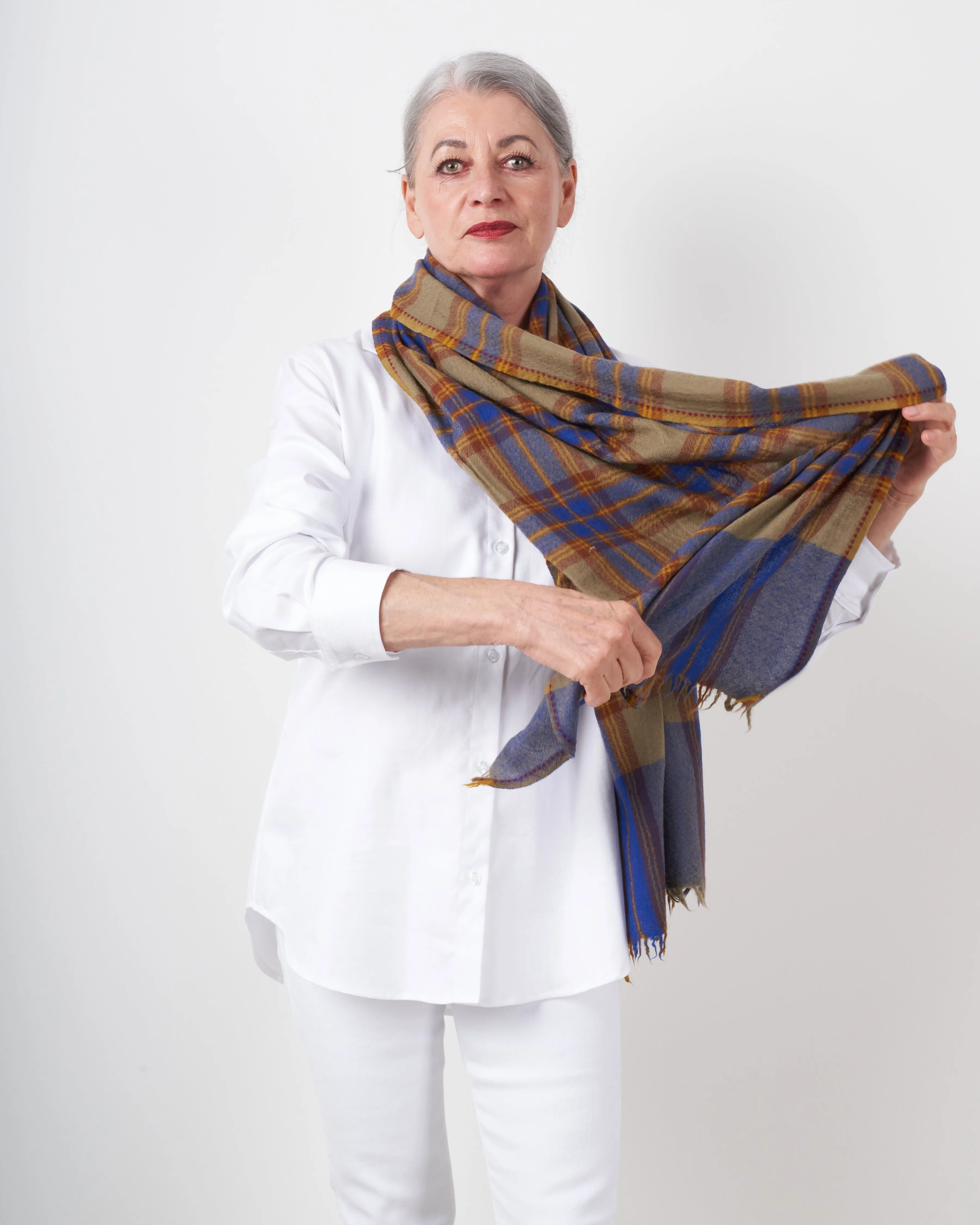 wool cashmere scarf - natural