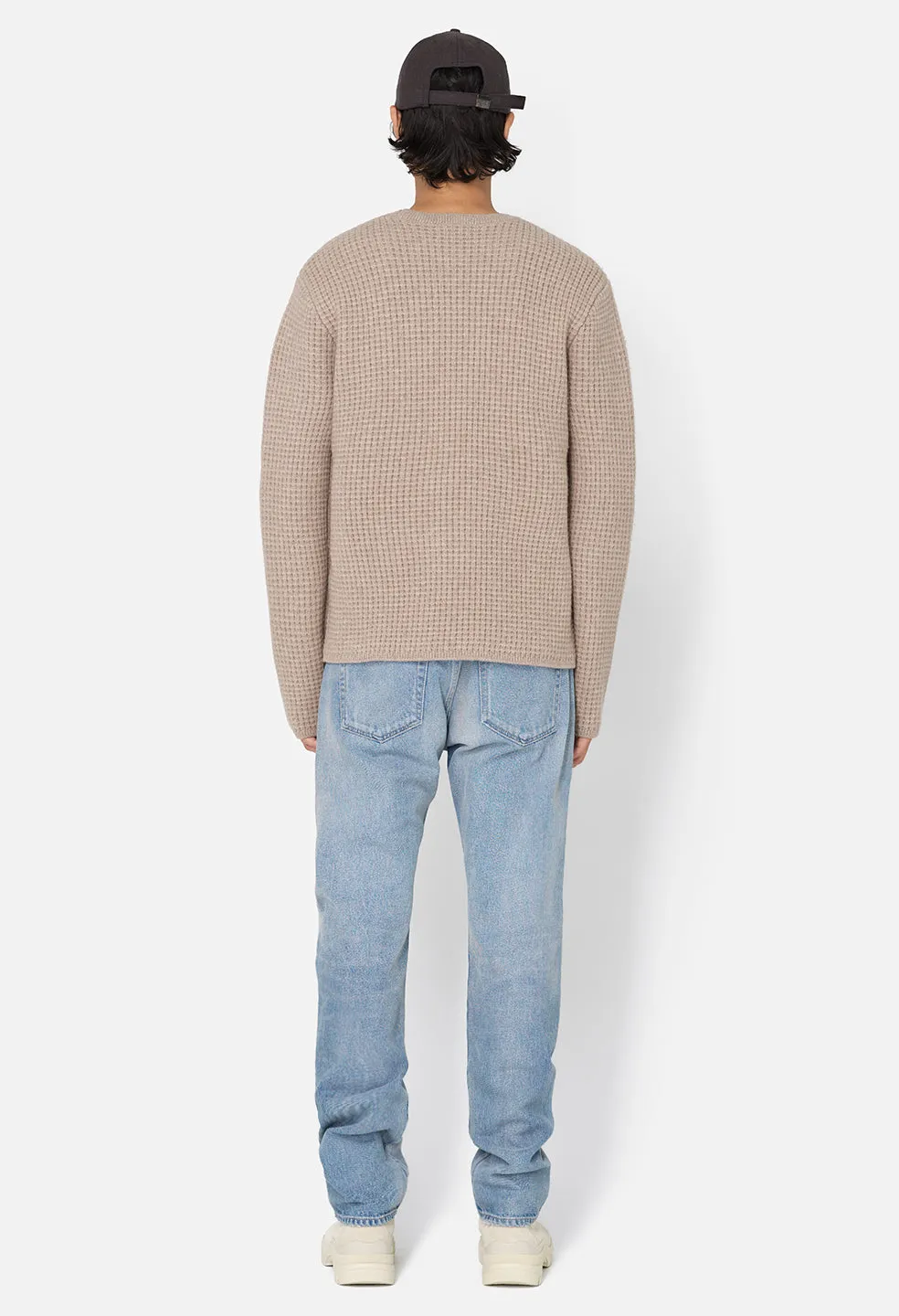 Wool Waffle Knit Crew / Wheat
