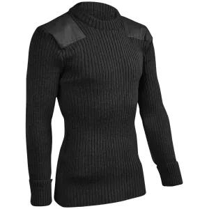 Woolly Pully Army Jumper with Patches Black