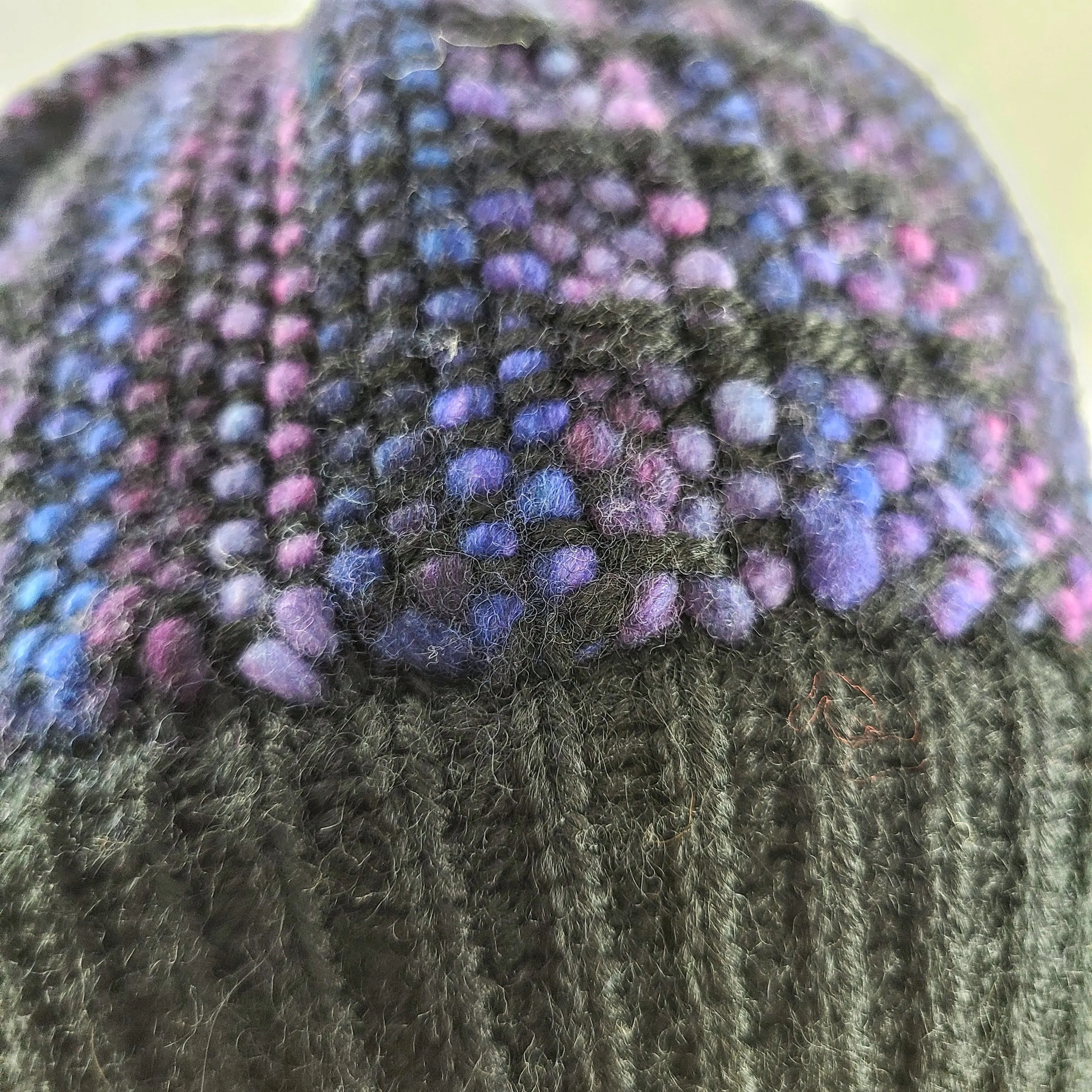 Woven Knit Hat, Black & Purple Beanie