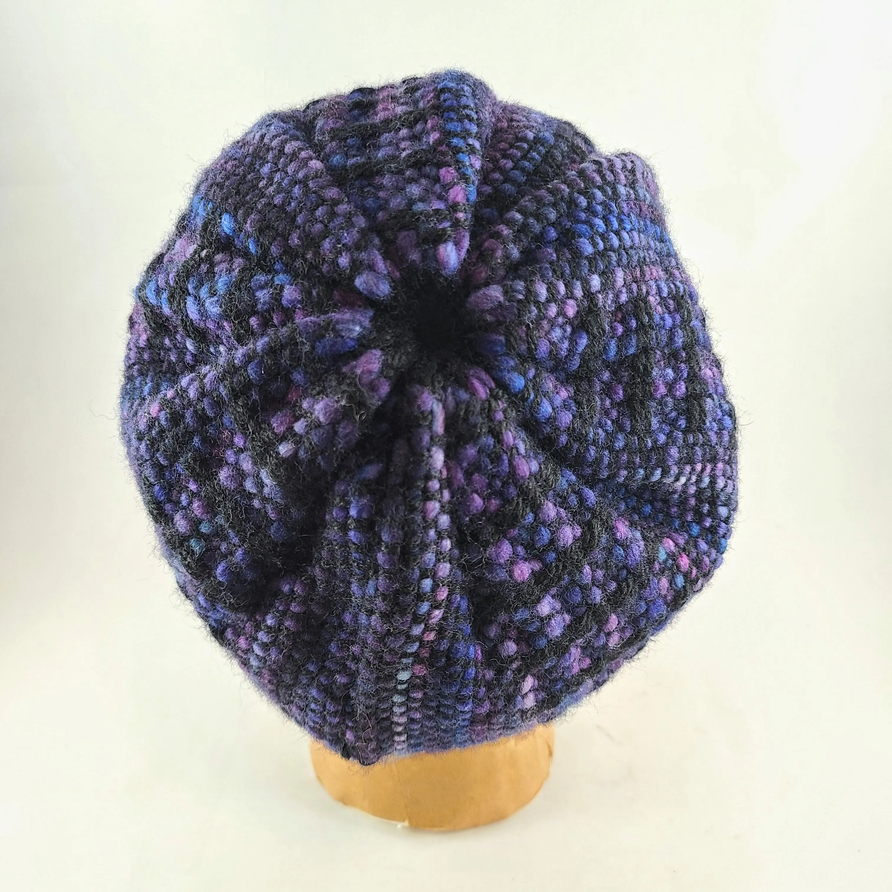 Woven Knit Hat, Black & Purple Beanie