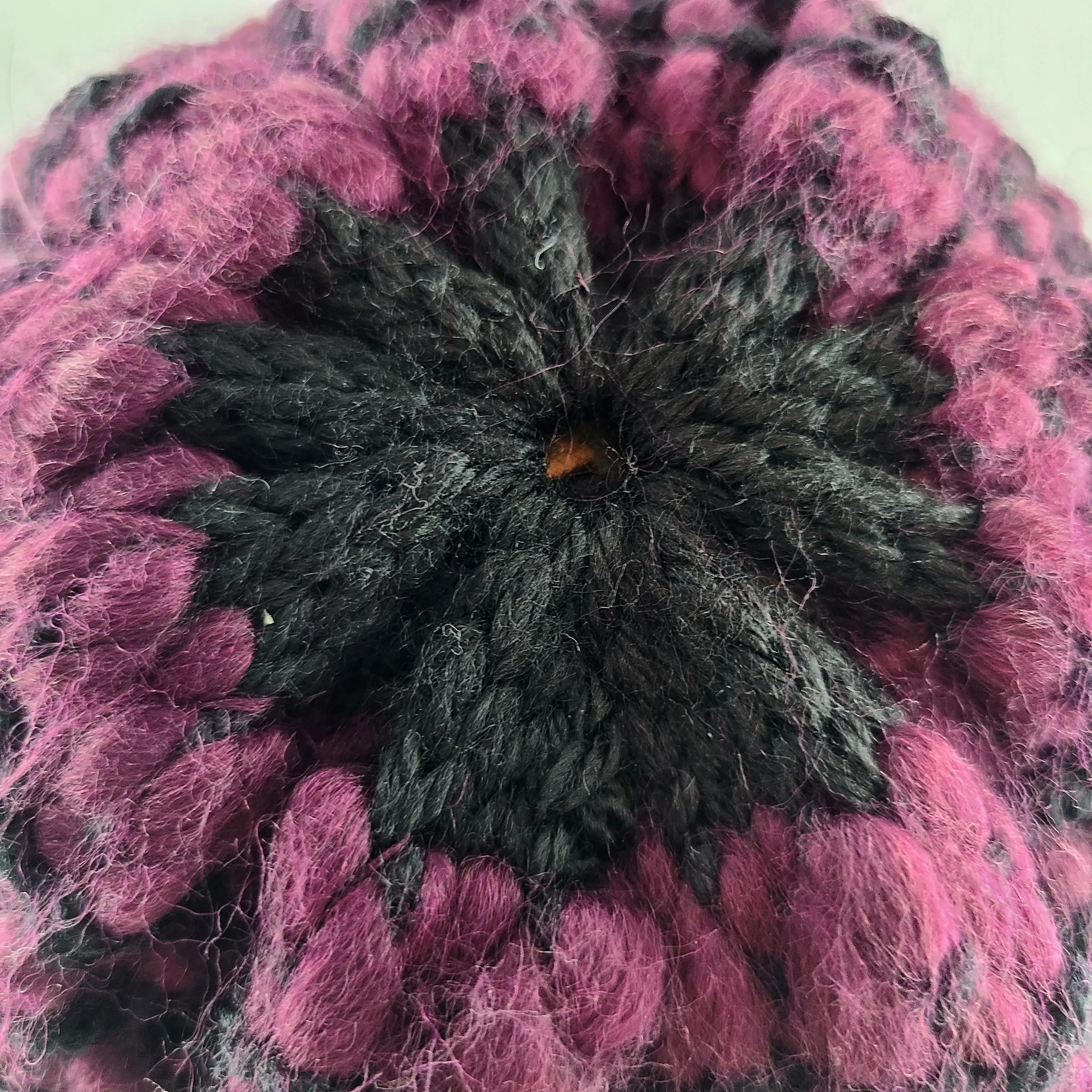 Woven Knit Hat, Black Raspberry Wool Blend Beanie