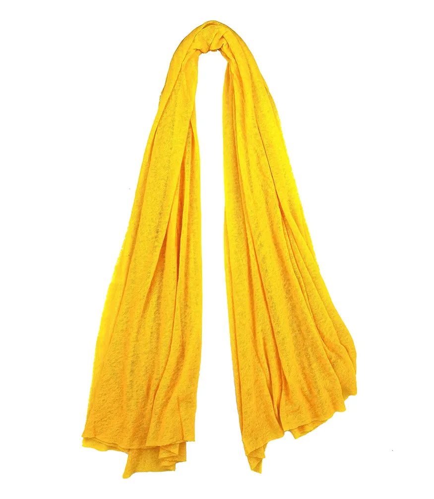 Yellow Small Cashmere Plain Scarf