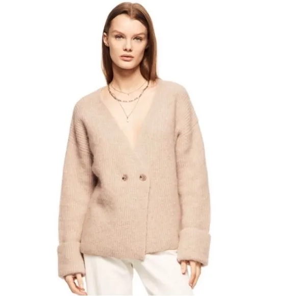 Zara Wool and Alpaca Cream Knit Cardigan Women’s Size M