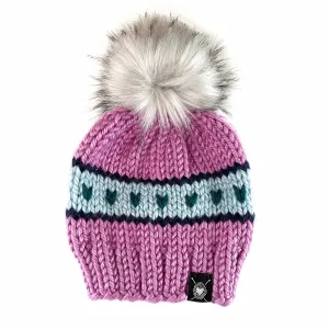 Zero Waste : Stripes   Tiny Hearts Faux Fur Pom-Pom Beanie