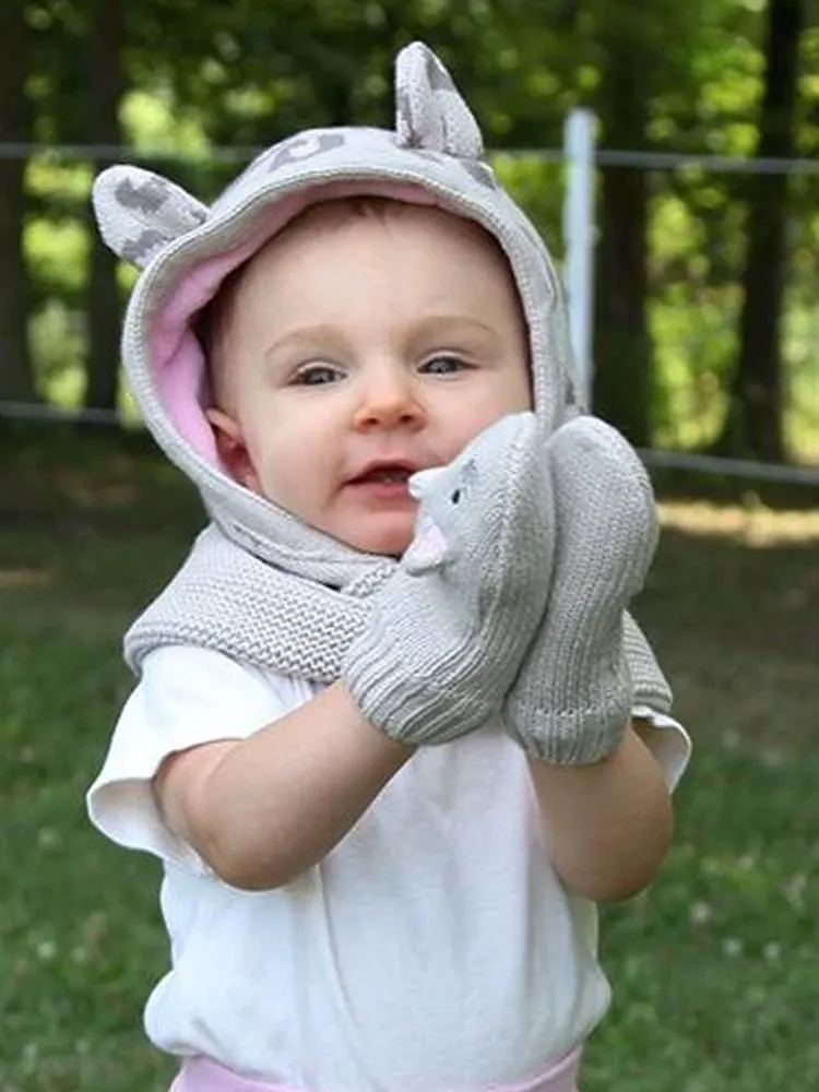 Zoocchini -  Kids Knit Mittens - Kallie The Kitten 12 to 24 months
