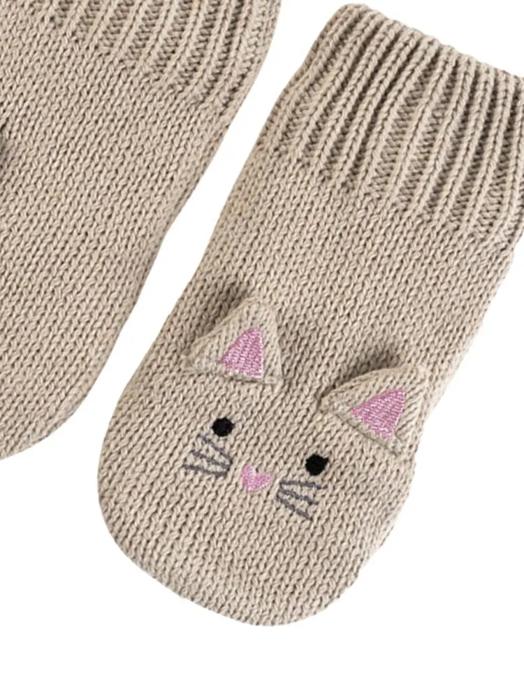 Zoocchini -  Kids Knit Mittens - Kallie The Kitten 12 to 24 months
